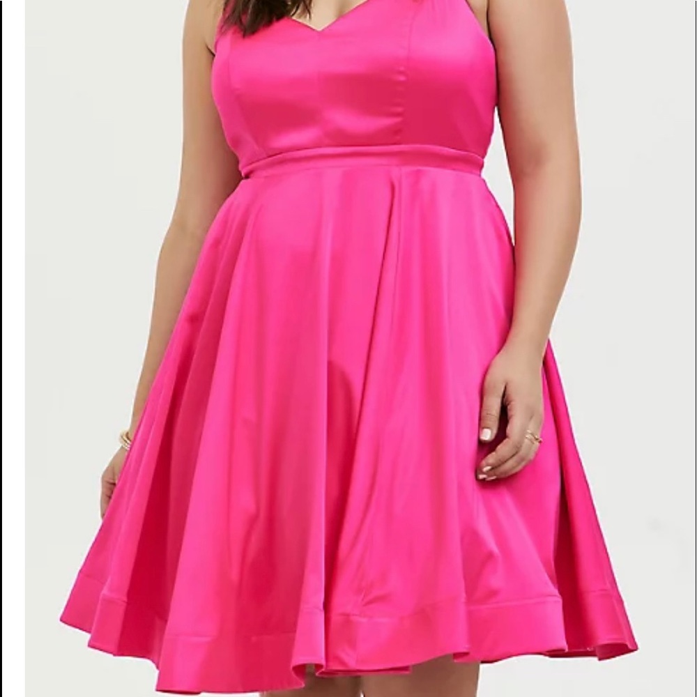 Torrid Hot Pink sayin skater dress 💗